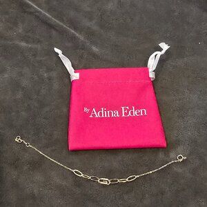 Adina Eden Gold over Sterling Pavé Safety Pin Paperclip Bracelet